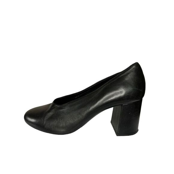 COS Curved Vamp Leather Heels Black Block Heel sz 40 - US 9 - Picture 4 of 14